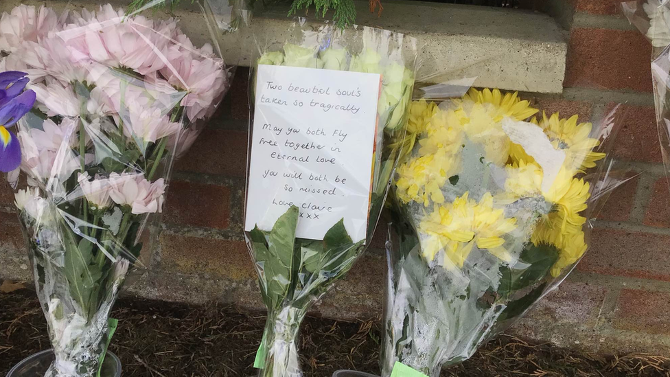 Floral Tributes left after a mother and daughter were found dead