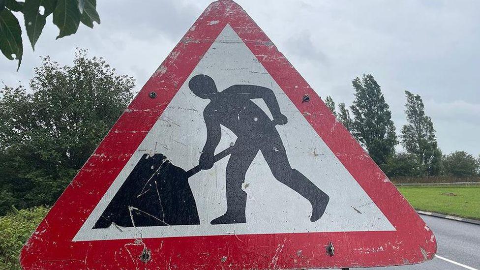 Roadworks sign