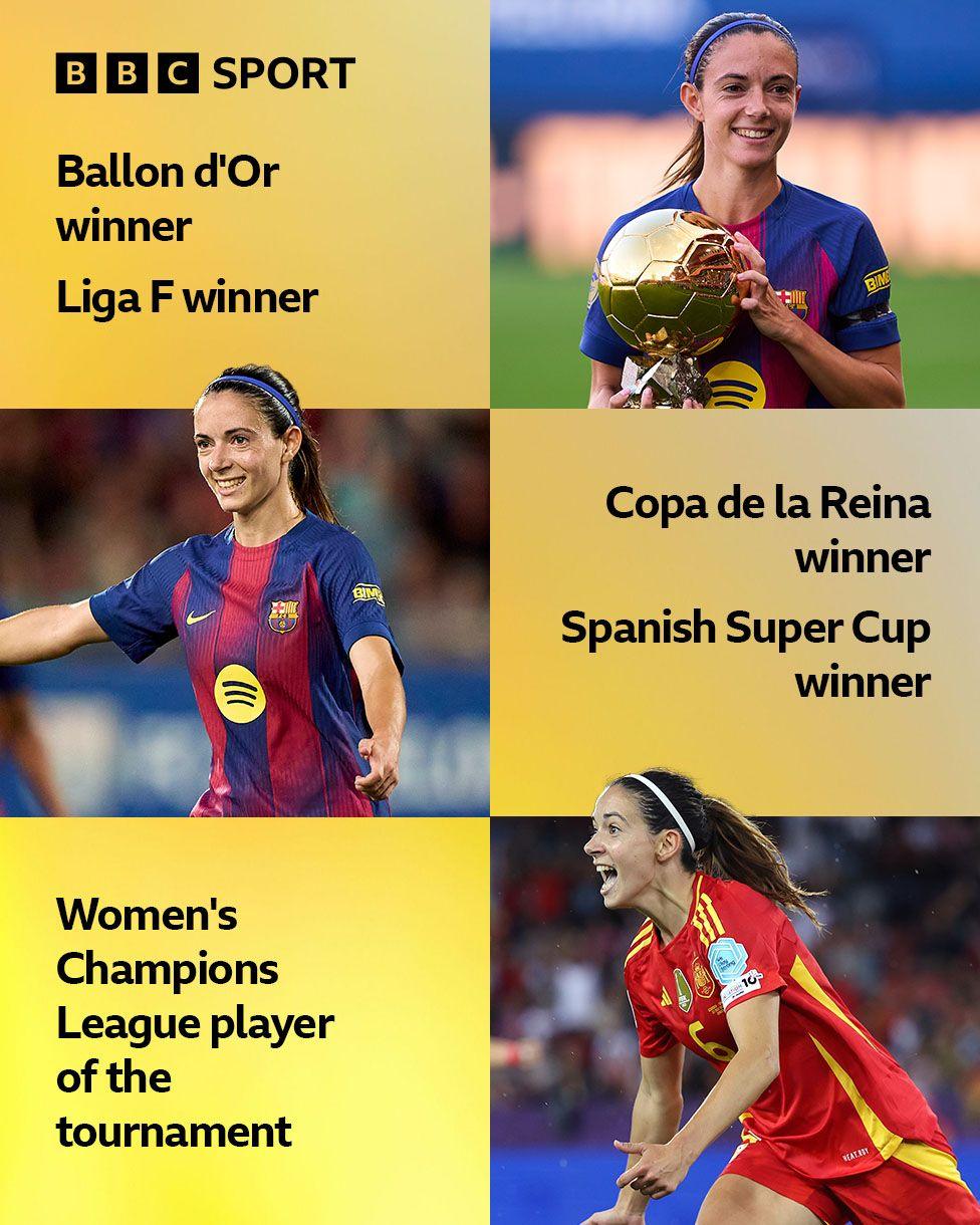  Ballon d'Or winner, Liga F winner, Copa de la Reina winner, Spanish Super Cup winner, Women's Champions League player of the tournament
