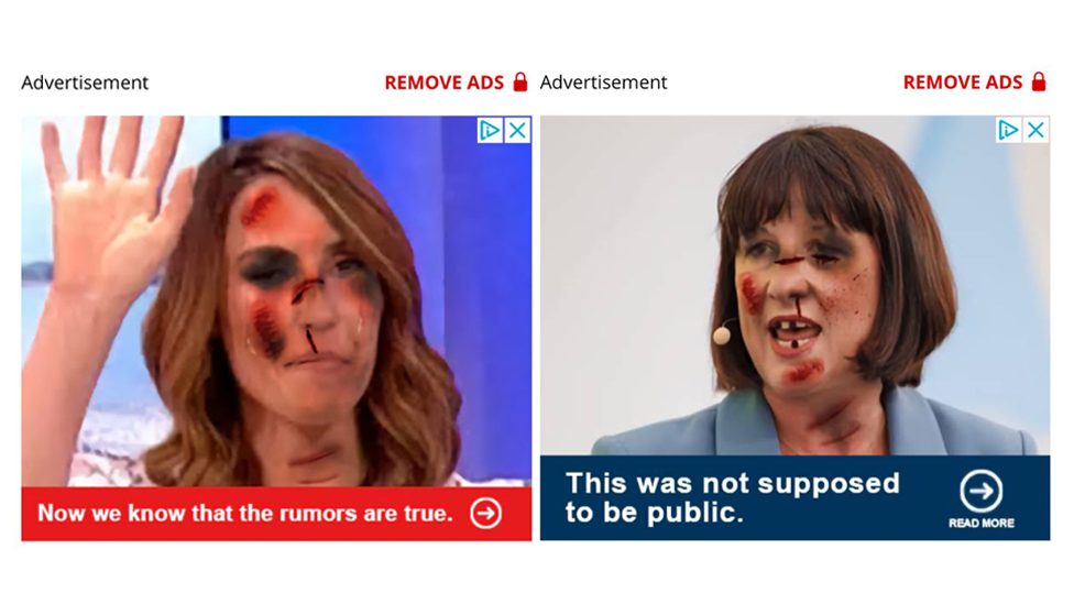 A screengrab of the WalesOnline app showing the fake AI-generated image of a bloodied and bruised Alex Jones