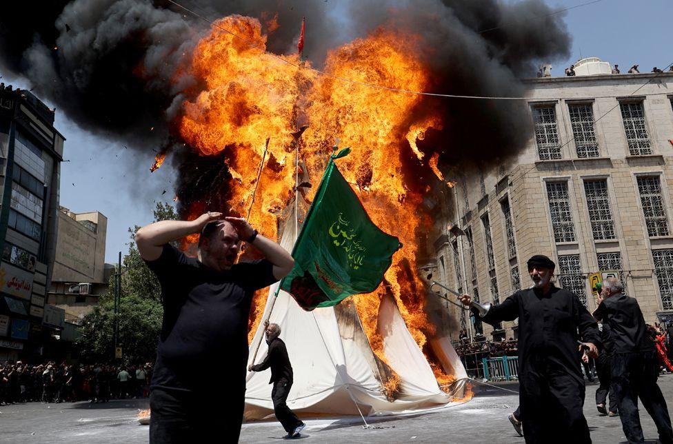 Shia Muslims at a ceremony to mark Ashura, the holiest day on the Shia Muslim calendar, in Tehran, Iran