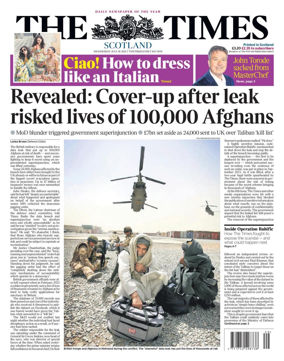 Scotland's papers Widow demands answers and Afghan leak 'cover up