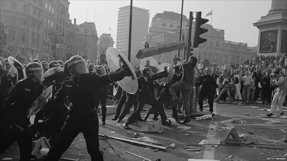 Poll tax riots in central London