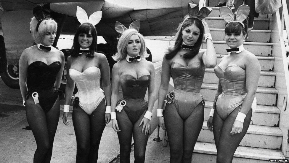 Five bunny girls at London airport, April 1966