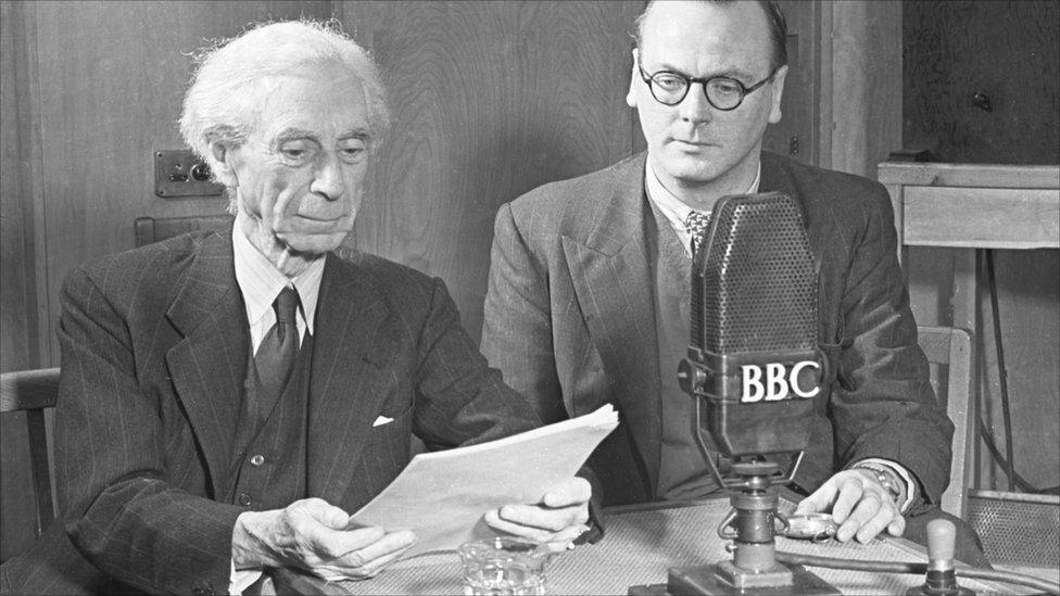 Philosopher Bertrand Russell and WM Newton, the editor of BBC Current Affairs Talks