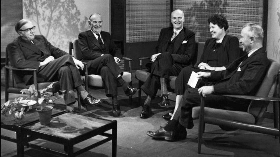 Dame Margery Perham, Reith Lecturer in 1961 and Professor Oliver Franks, Reith Lecturer 1954 (middle)