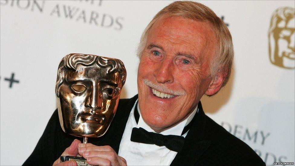 Bruce Forsyth poses with his Academy Fellowship award at the British Academy Television Awards 2008.