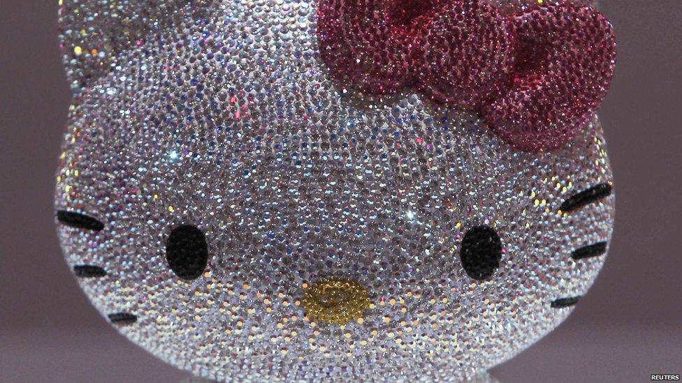 A crystal studded Hello Kitty on show in Tokyo, Japan