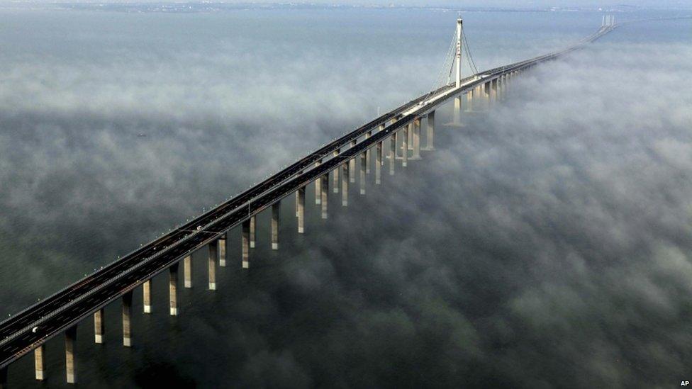 Jiaozhou Bay Bridge in Qingdao, China