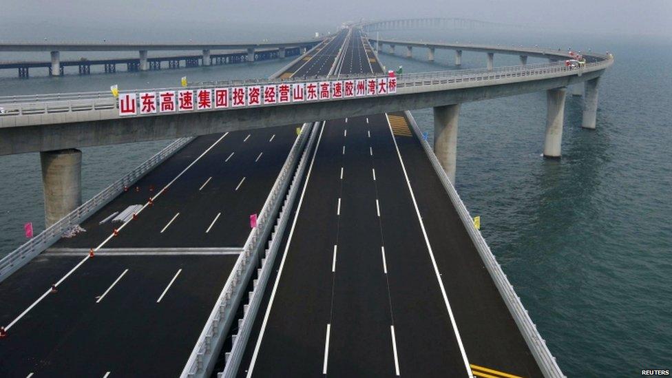 Jiaozhou Bay Bridge in Qingdao, China