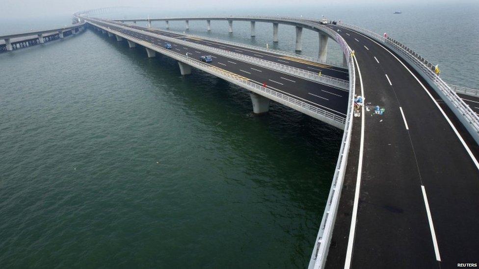 Jiaozhou Bay Bridge in Qingdao, China