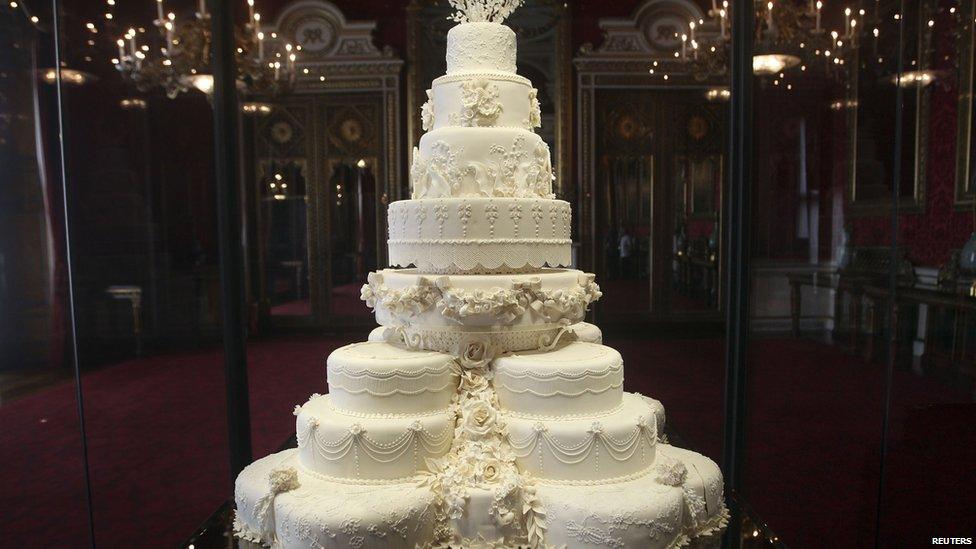 Reconstruction of the royal wedding cake, which is going on show at Buckingham Palace