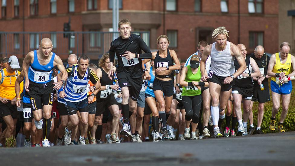 Runners set off on a race