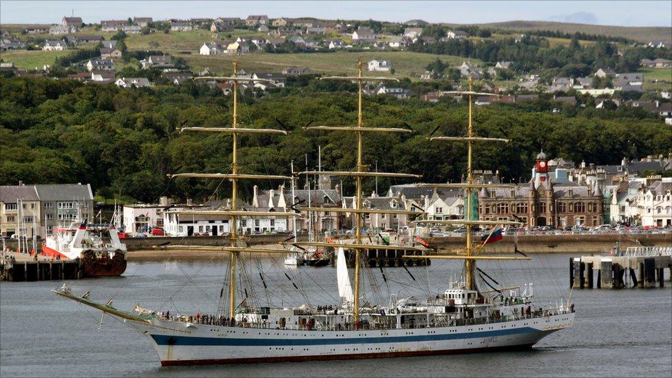 Tall ship 'Mir' in Stornoway harbour
