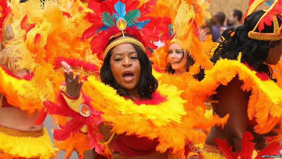 Performers at the Notting Hill Carnival, in London