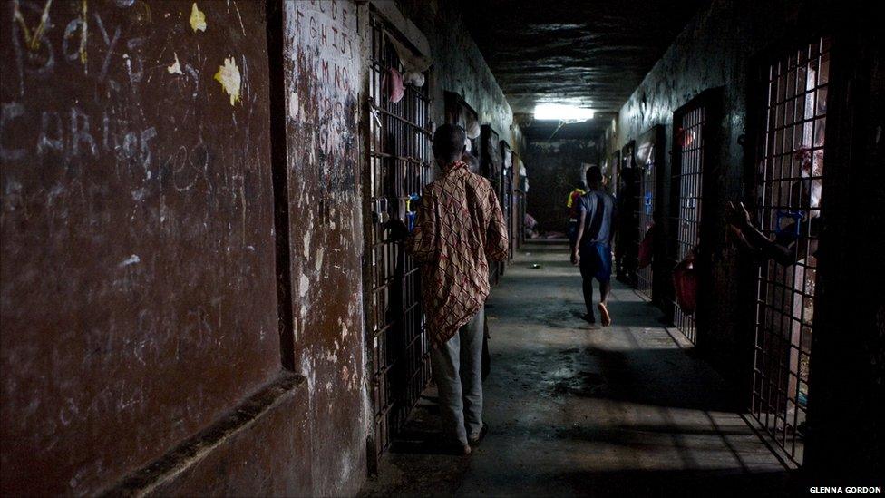 A block of cells at Liberia's Monrovia Central Prison, 2011