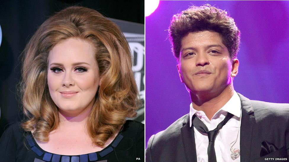 Adele and Bruno Mars