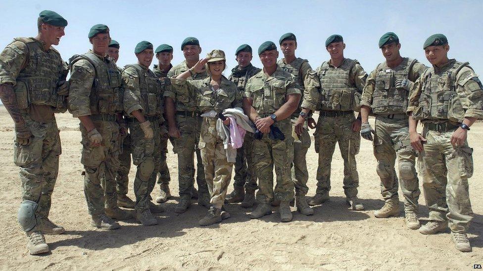 Cheryl Cole saluting troops