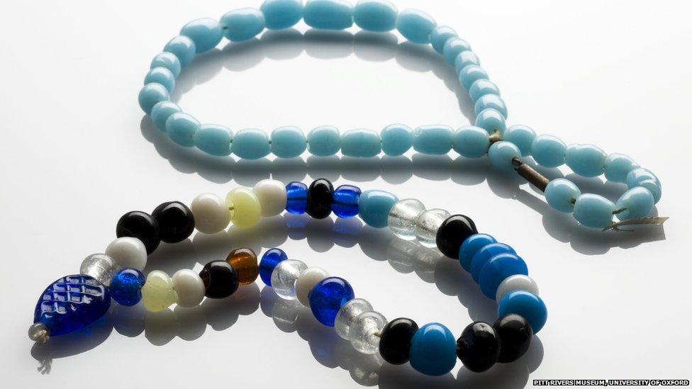 Blue glass beads