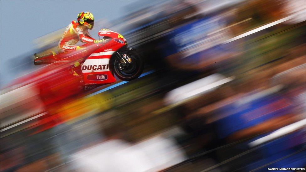 Ducati MotoGP rider Valentino Rossi of Italy rides during the second practice session of the Australian Grand Prix on Phillip Island near Melbourne, 14 October 2011