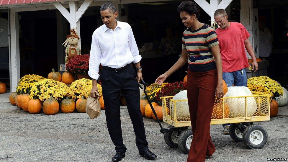 US President Barack Obama and First Lady Michelle Obama