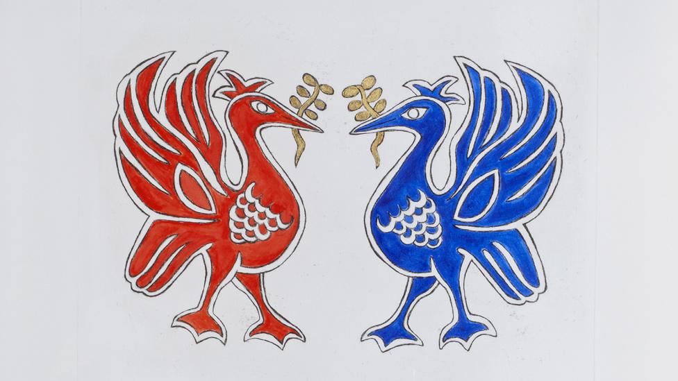 A painting called Liver Birds by Holly Johnson