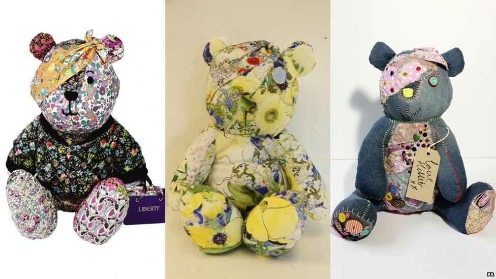 Three of the designer Pudseys, created by (L-R) Liberty, Erdem and Katie Hillier