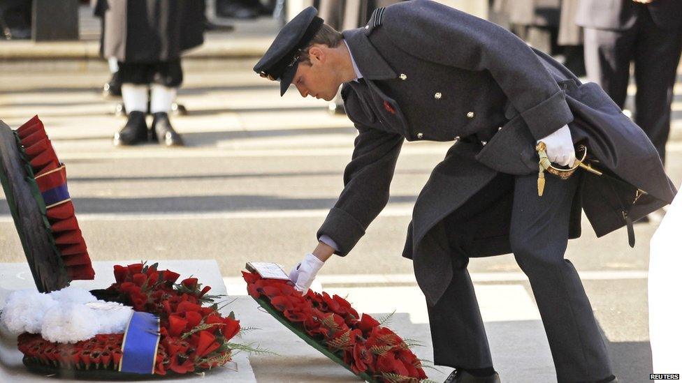 Prince William laying a wreath