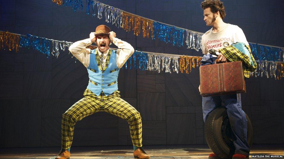 Two male actors performing a slapstick routine