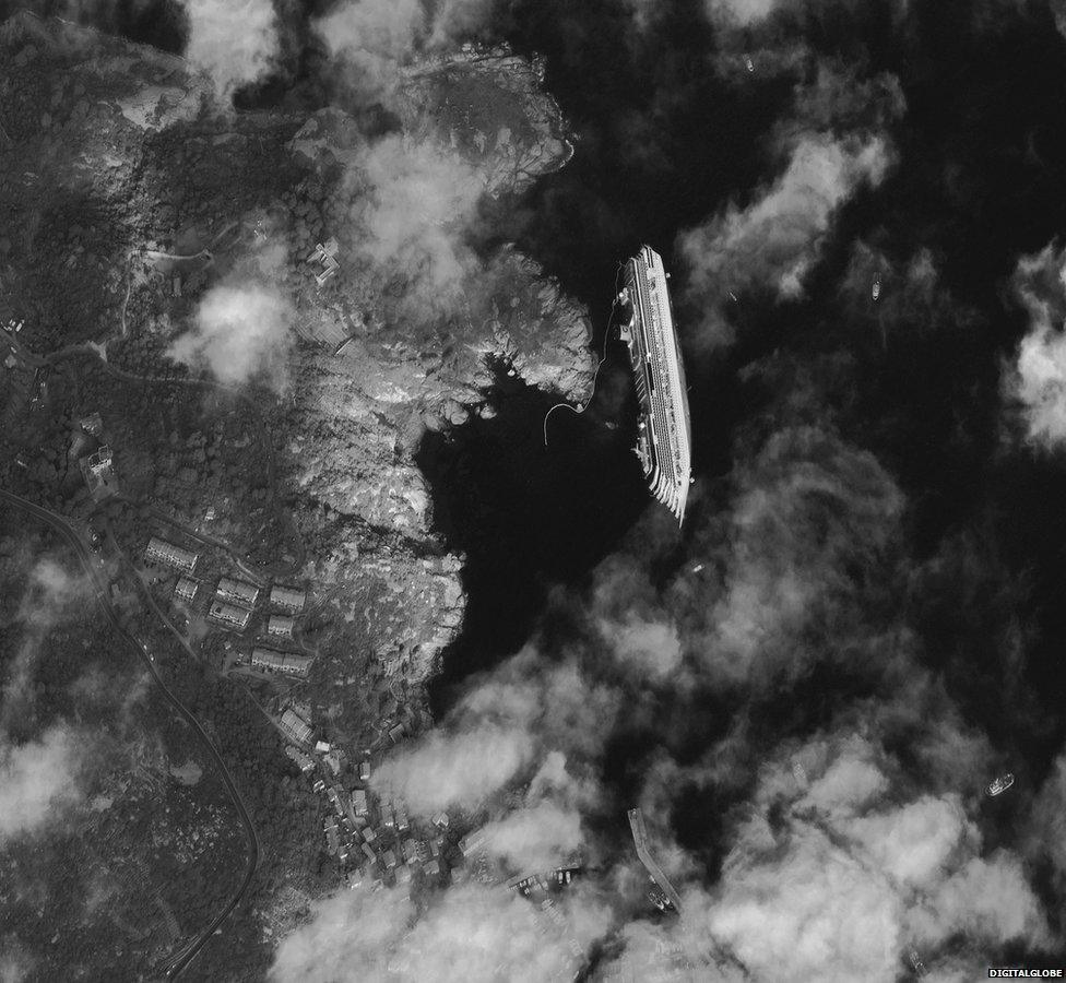 Satellite view of stricken Costa Concordia