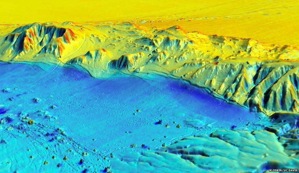 Lidar visualisation of Mexicali fault line (M Oskin/UC Davis)