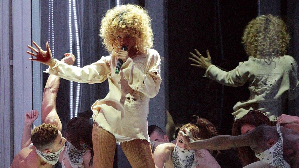 Rihanna performs at the Brits