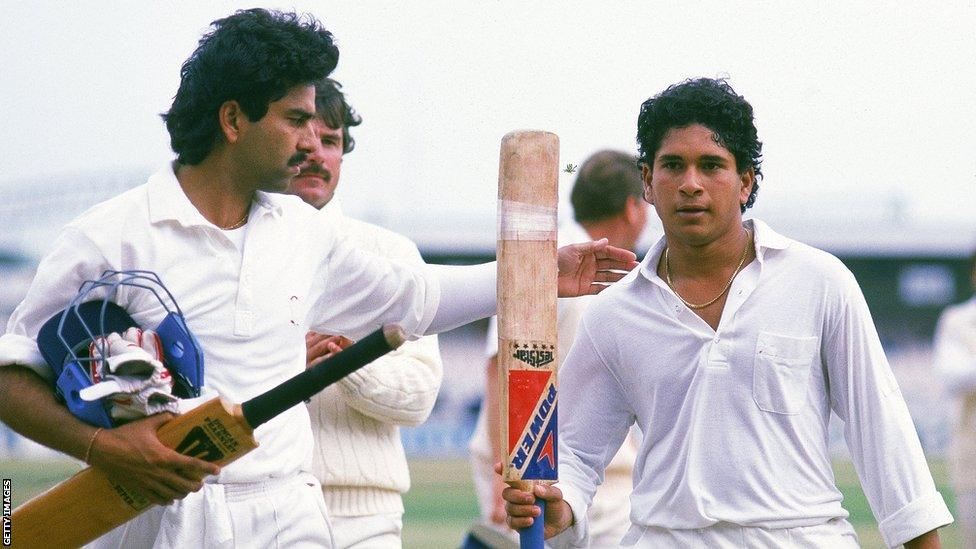 Sachin Tendulkar after scoring his maiden Test century