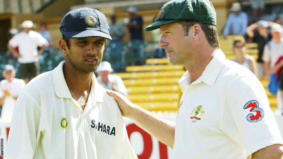 Rahul Dravid and Australia captain Steve Waugh