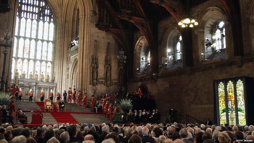 The Queen and her husband Prince Philip in Westminster Hall