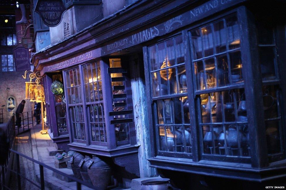 Diagon Alley at the Harry Potter studio tour.