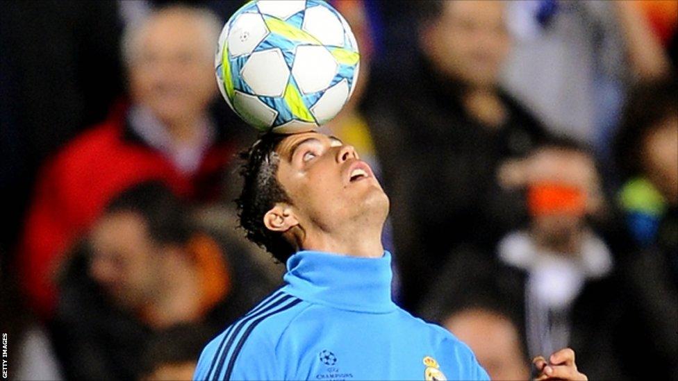 Real Madrid's Portuguese forward Cristiano Ronaldo during a warm-up session