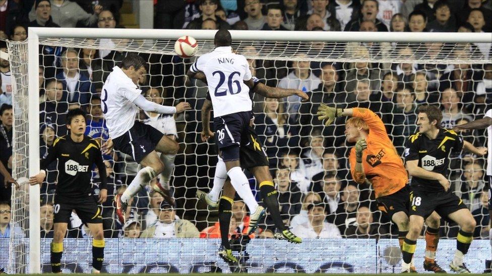 Ryan Nelsen opens the scoring at White Hart Lane