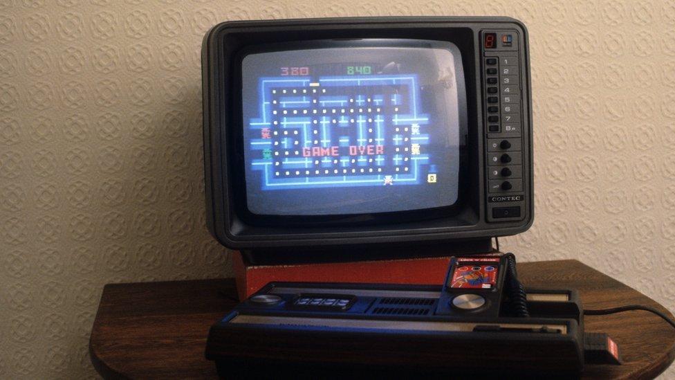 Video game being played on an old TV