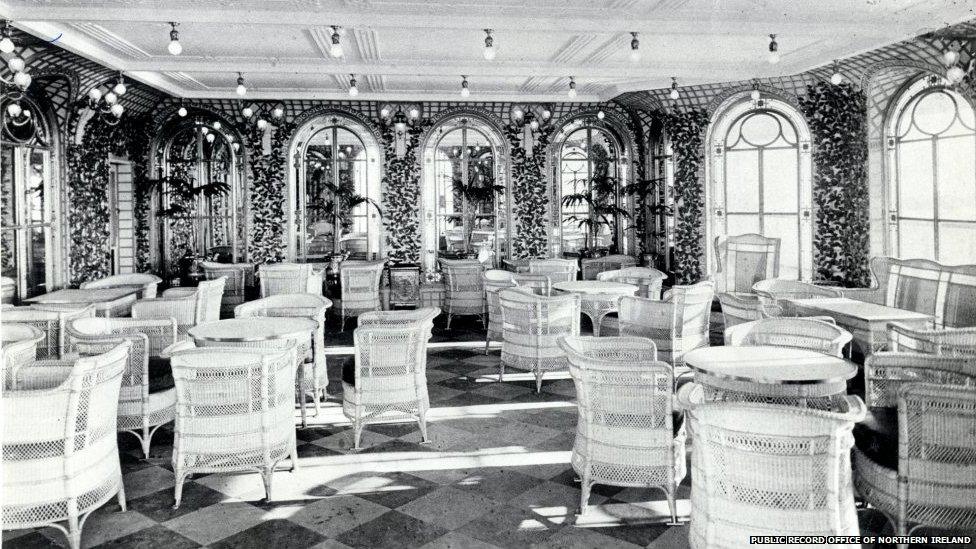 Rhan Dosbarth Cyntaf y Titanic (Hawlfraint: Swyddfa Cofnodion Cyhoeddus Gogledd Iwerddon)