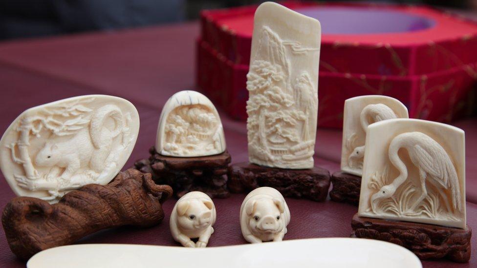 Ornaments carved from legal ivory