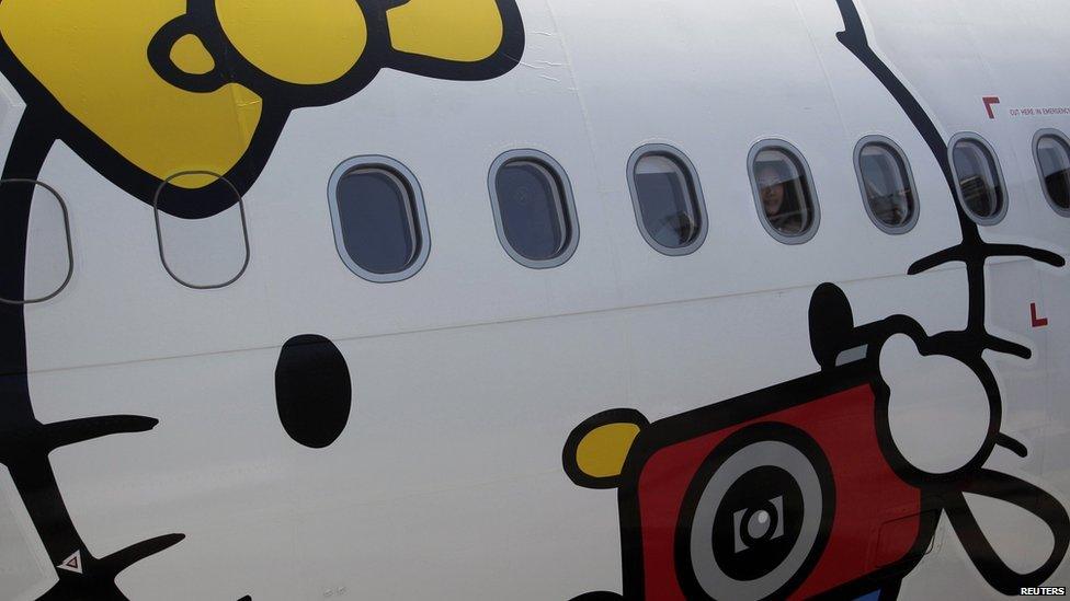 Hello Kitty design on an aeroplane