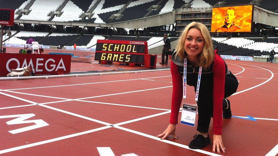 Hayley Cutts on the athletics track at the new Olympic Stadium in east London