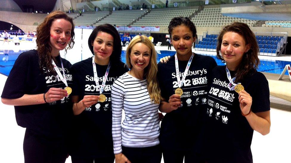 Hayley with four gold medalists at the School Games 2012