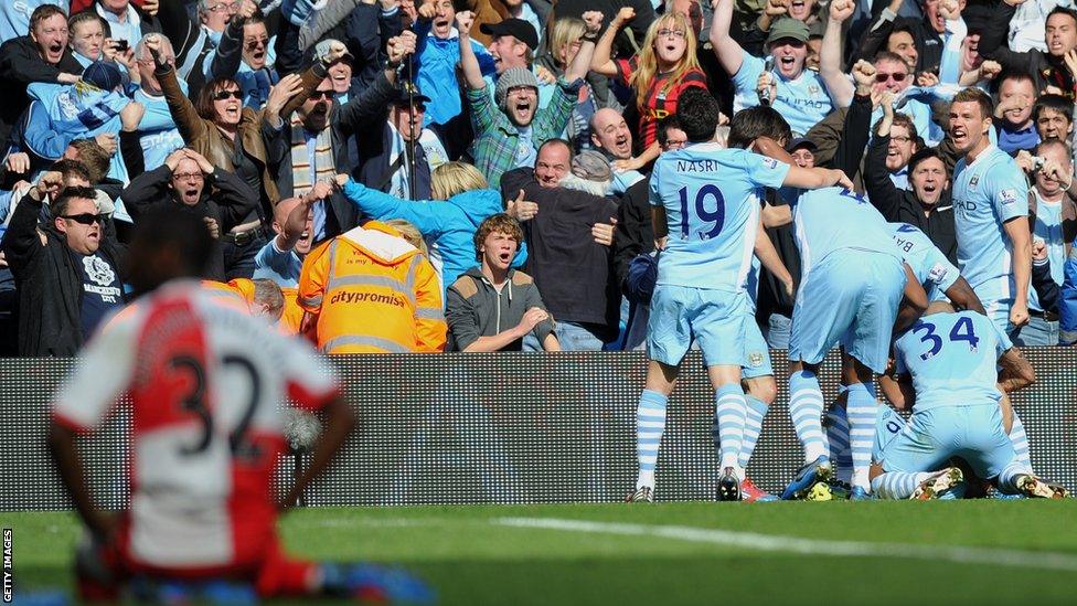 Manchester City players celebrate