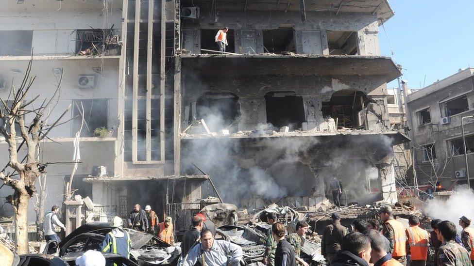 Wrecked Air Force Intelligence offices in Damascus (17 March 2012)