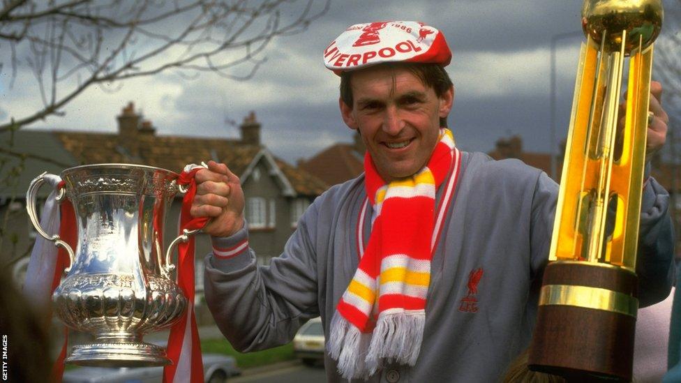 Dalglish with league and cup trophies