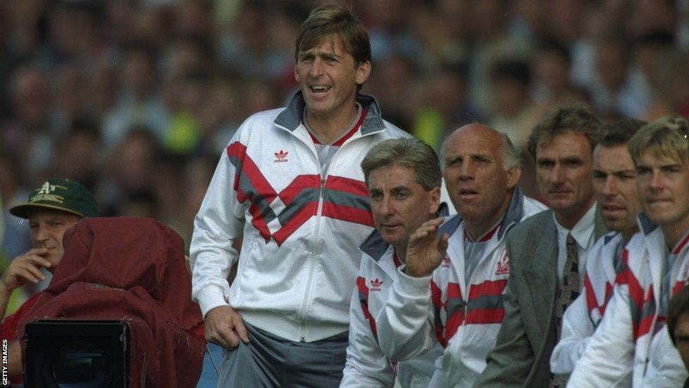 Kenny Dalglish on Liverpool bench