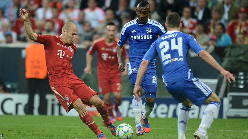 Arjen Robben has a shot on goal