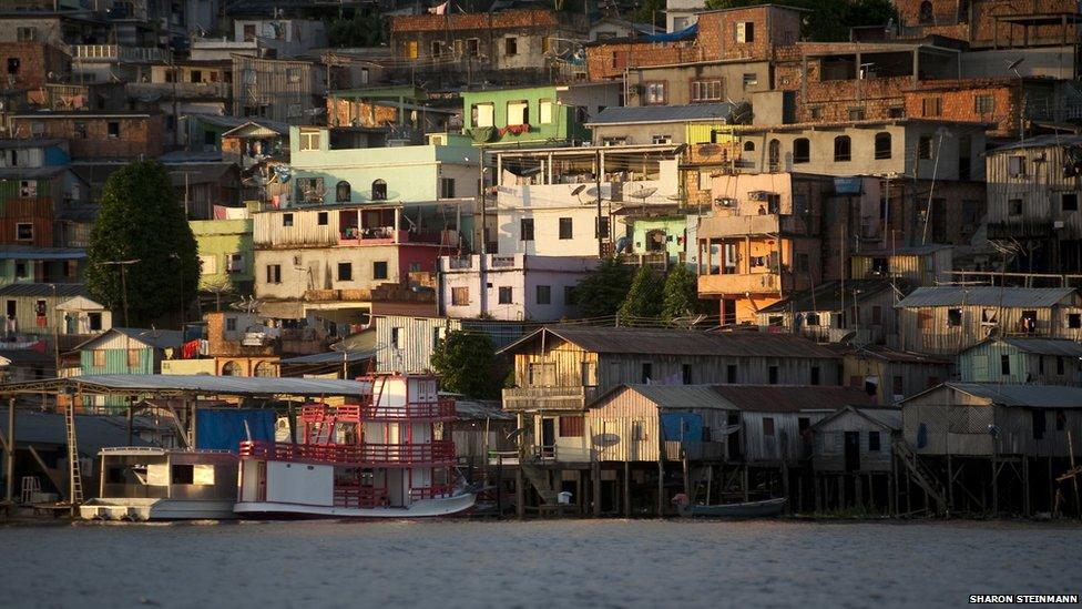 Shantytown in Manaus seen from the Amazon River